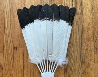 Rare Asian feather fan w/ Beaded handle