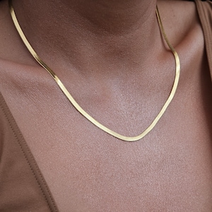 18K Gold Filled Herringbone Necklace, Snake Necklace for Women, Herringbone Chain, Snake Chain Necklace Gold, Teacher Day Gift for Her
