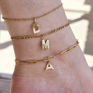 Gepersonaliseerde brief enkelband, aangepaste gouden initiaal enkelband, naam enkelband, enkelband met letter, verstelbare enkel, cadeau voor haar, waterdichte ketting
