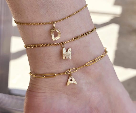 Initial Anklet Ankle Bracelet With Name Letters Anklet Sterling