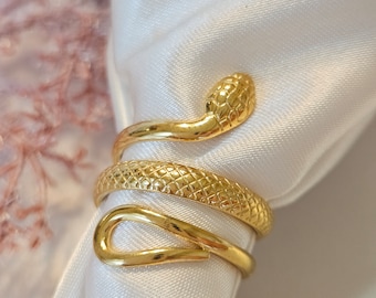 Anillo de serpiente chapado en oro de 18 quilates, anillo de