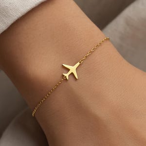 18k Gold Filled Airplane Necklace, Summer Necklace, Gift for Travel Lover, Gift For Her, Birthday Gift, Airplane Bracelet Necklace