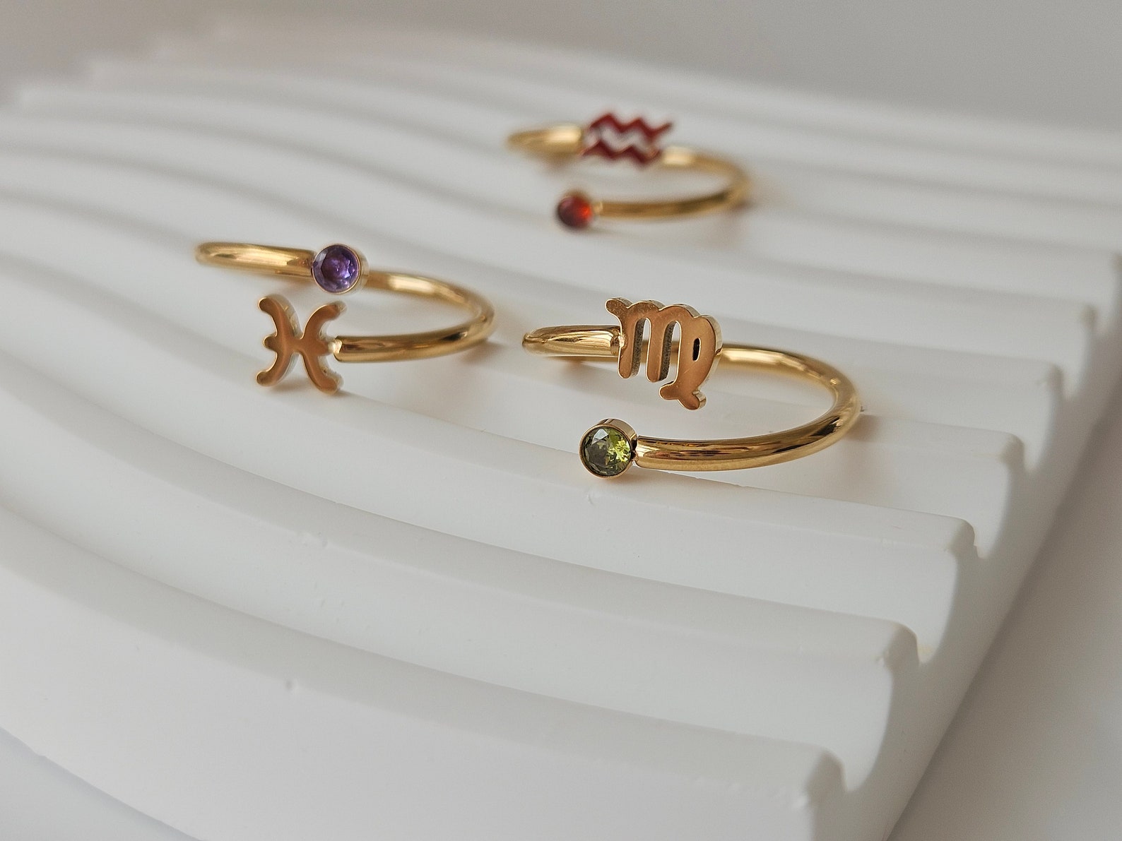 Zodic Sign Rings 18K Gold Filled Personalized Zodiac Sign Ring, Zodiac Sign Ring With ...