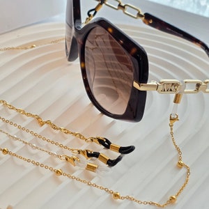 18k Gold Sonnenbrille Kette Frauen Geschenk Lanyard für Brillen Sommer Schmuck Leseglas Brillenhalter Zierliche Kette Brillen Lehrer Geschenk