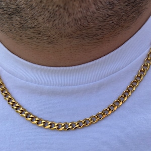 Curb Chain Necklace for Men, 18K Gold Filled Cuban Necklace, Men Layer Chain, Cuban Link Chain Men, Miami Cuban, Unisex Chain, Gift for Him