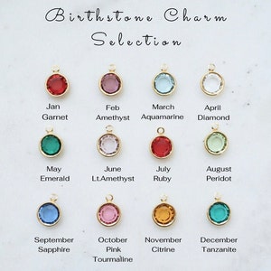Birthstone Pendant - Add Gemstone Charm - 18K Gold Filled Pendant - Round Zircon Birthstone Pendant For Necklace - Christmas gift