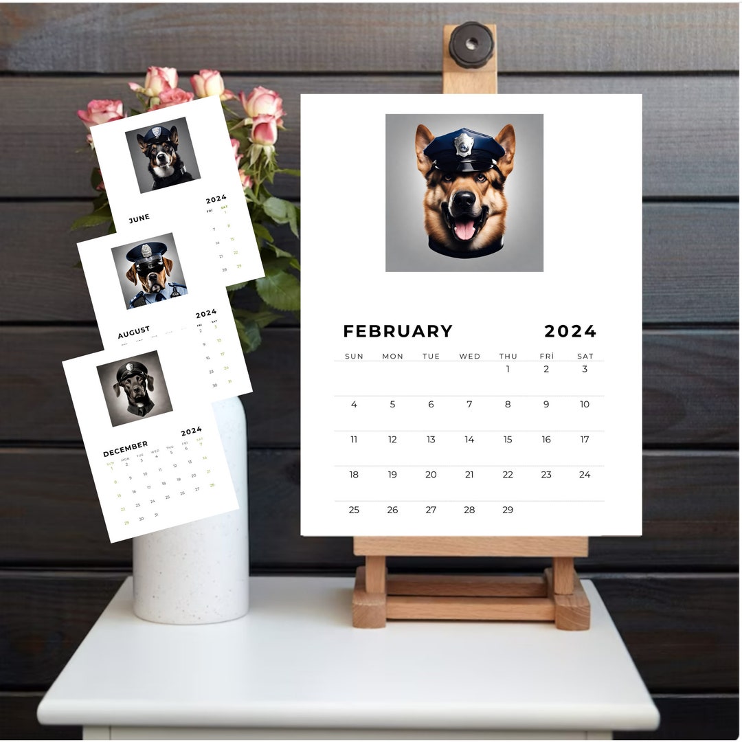 Police Dog Calendar I Set of 12 Calendar I Police Dog Calendar I Funny