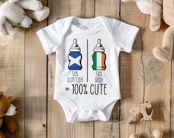 Half Scottish Half Irish Bottles Babygrow Baby Vest Boys Girls