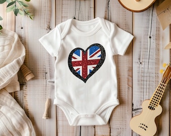 UK Flag Song Contest Baby Vest Babygrow Malmö Boys Girls Glitter Clothes Cute Personalised Party 1st Son Daughter Niece Nephew Gift 2024