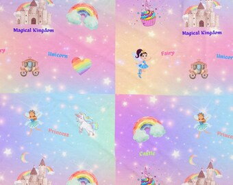Fairy Unicorn Castle Rainbow Magical Kingdom Velveteen Plush Blanket, Super Soft Blanket or Throw, Birthday Gift,