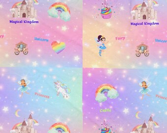 Super weiche Decke oder Überwurf, Velveteen Plüsch-Decke, Einhorn-Schloss-Regenbogen, Magical Kingdom, Geburtstagsgeschenk,