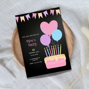 Girl&#39;s Birthday Editable Invitation