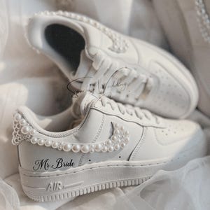 Nike White pearls Wedding Sneakers ,Air force wedding bride sneakers ,Custom Wedding Sneakers for Bride, Wedding Bridal Sneaker Personalized