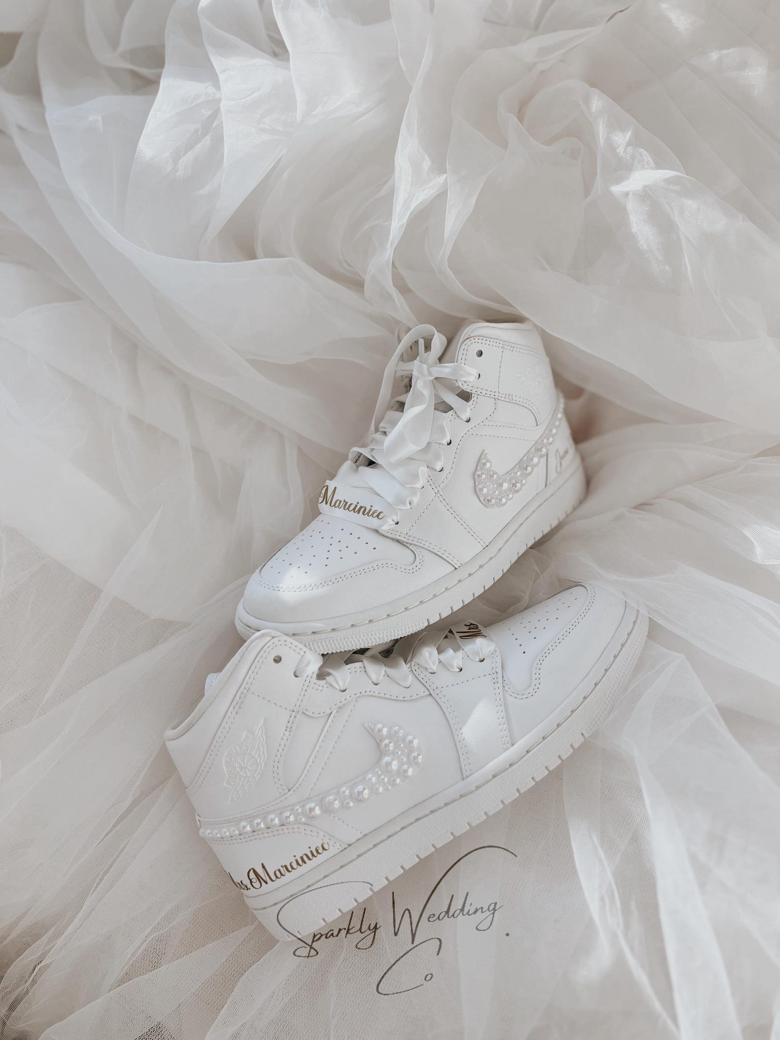 Nike All White Air Jordan Mid Wedding Sneakers for Bride - Etsy
