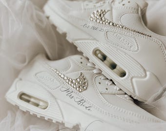 Wedding Sneakers Custom Nike Air Max 90 Rhinestone Bridal Shoes