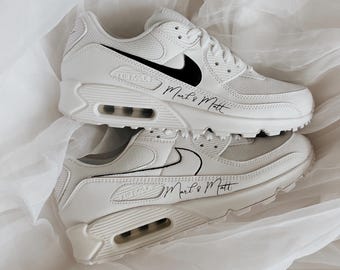 Custom Wedding Sneakers for Couples – Mr and Mrs Air Max 90 Shoes