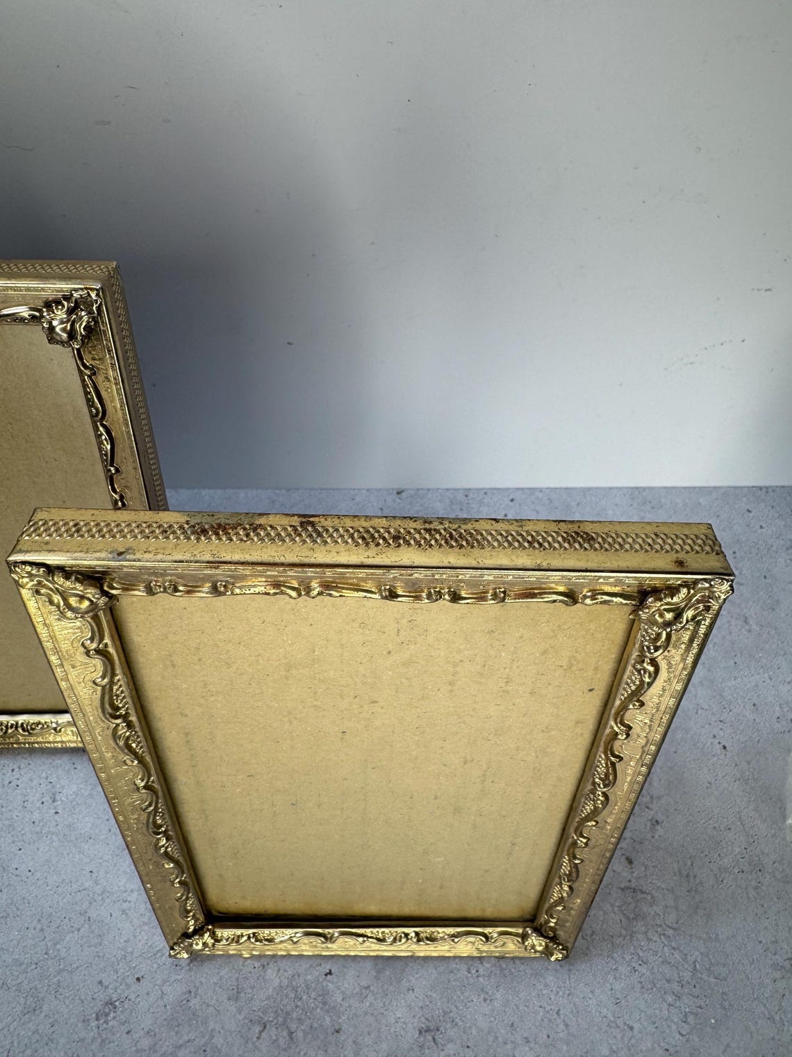 Vintage Pair Brass Gold Metal Ornate Scroll Footed Picture Frames 5x7 ...