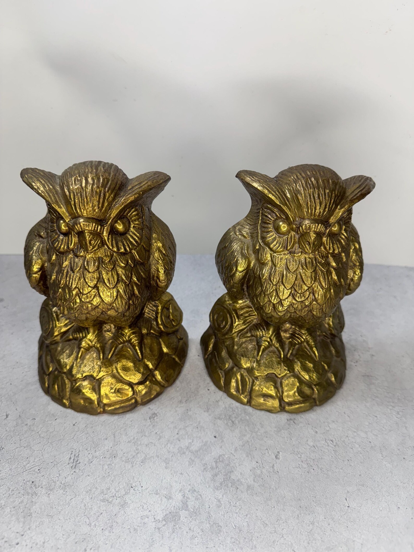 Vintage Pair of Brass Owl Bookends 6.5inches MCM Etsy