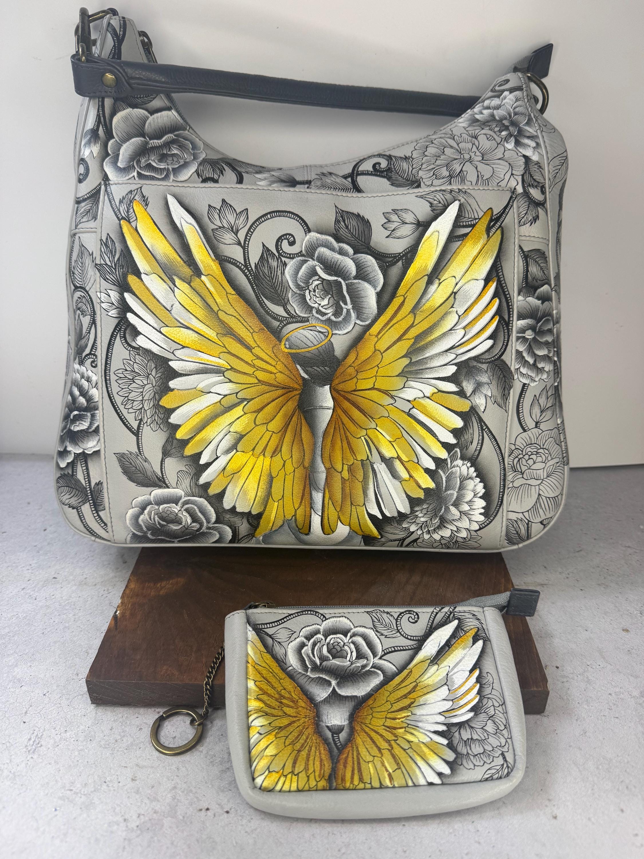 Tracolla Donna Anna By Anuschka In Vera Pelle Dipinta A Mano – Modello Butterfly Dusk, 21x14 Cm