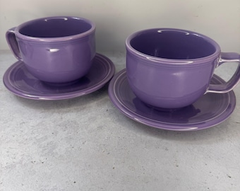 Vintage Fiestaware 1990s Retired Jumbo  Lilac Purple Tea Cup & Saucer set USA