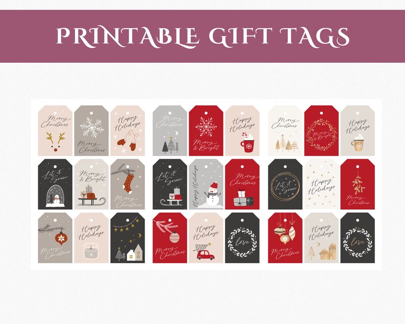 Festive Christmas Gift Tags - Printable Holiday Present Labels ...
