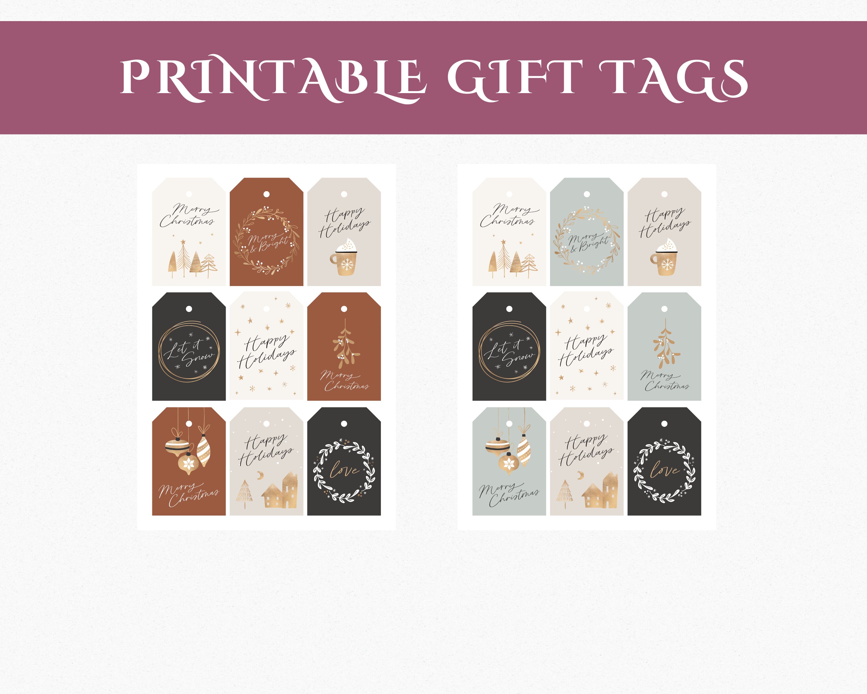 Festive Christmas Gift Tags - Printable Holiday Present Labels ...