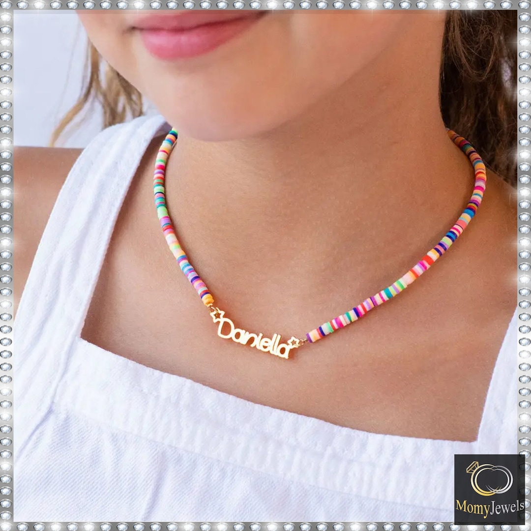Name Necklace for Girls, Little Girl Name Necklace, Name Jewelry for Kids, Children Nameplate