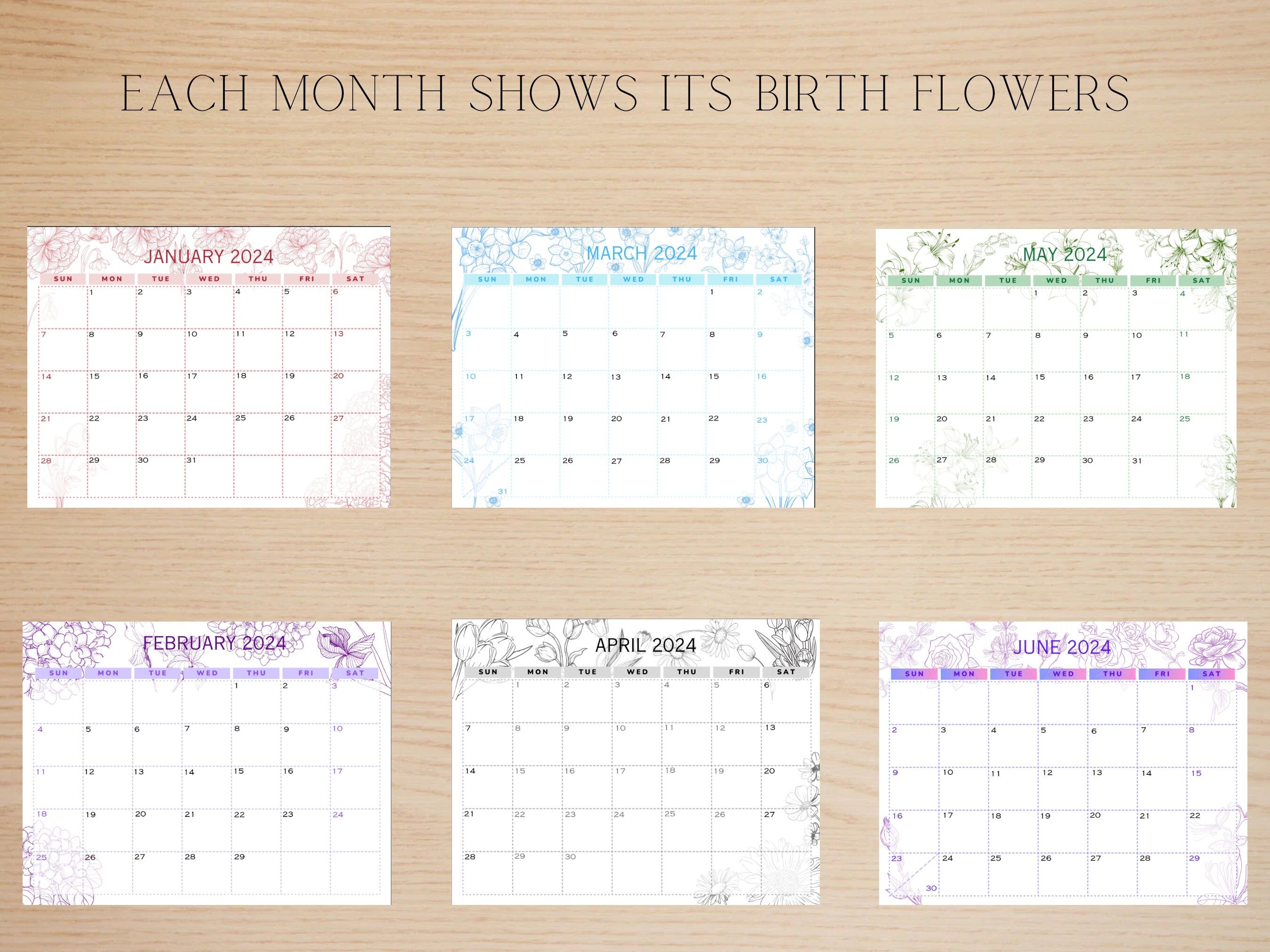 2024 Monthly Calendar Planner Printable Instant Download - Etsy Australia