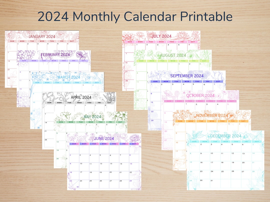 2024 Monthly Calendar Planner Printable Instant Download - Etsy Australia