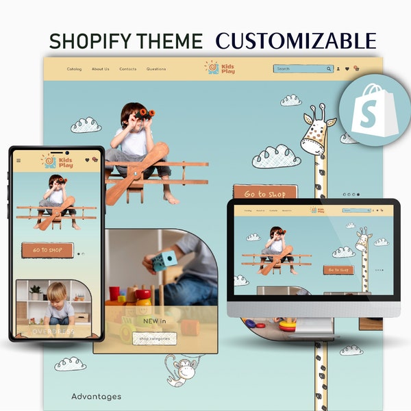 Shopify Website Template, Kids Shopify Theme, Shopify Web Design, Shopify 2.0, Ecommerce Shopify, Responsive Shopify, Minimal Shopify