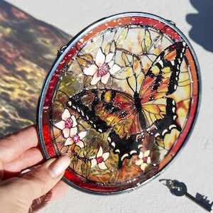 Monarch Butterfly Suncatcher, Stained Glass Butterfly Window Decor, Nature Gift for Her, Garden Room Ornament, Boho Home Accent, Art Decor