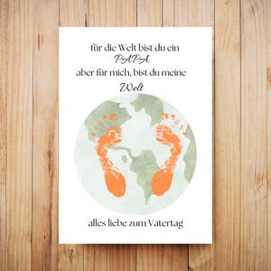 DIY Vaderdagcadeau – Last Minute Printbare Wereldkaart Voetafdruk of Handafdruk Poster – Papa, jij bent mijn wereld Digitale PDF Baby Peuter