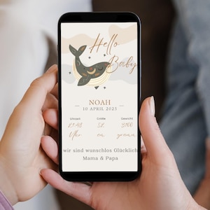 Anuncio de nacimiento digital WahatApp, plantilla de tarjeta de nacimiento Canva, anuncio de nacimiento con tarjeta electrónica, tarjeta de recién nacido, niño niña,