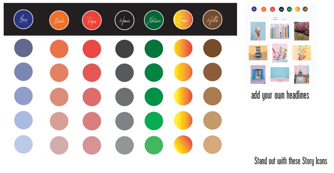 Story Icon Color Editable Instagram Story Icons 42 Different Colours - Etsy