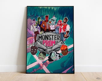 Monster Prom Poster Print | Gaming Poster | Room Decor | Wall Decor | Gaming Decor| Gaming Gifts | Video Game Poster | Video Game Print