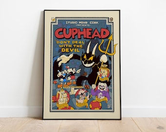 Cuphead Poster Print | Gaming Poster | Room Decor | Wall Decor | Gaming Decor| Gaming Gifts | Video Game Poster |  Video Game Print