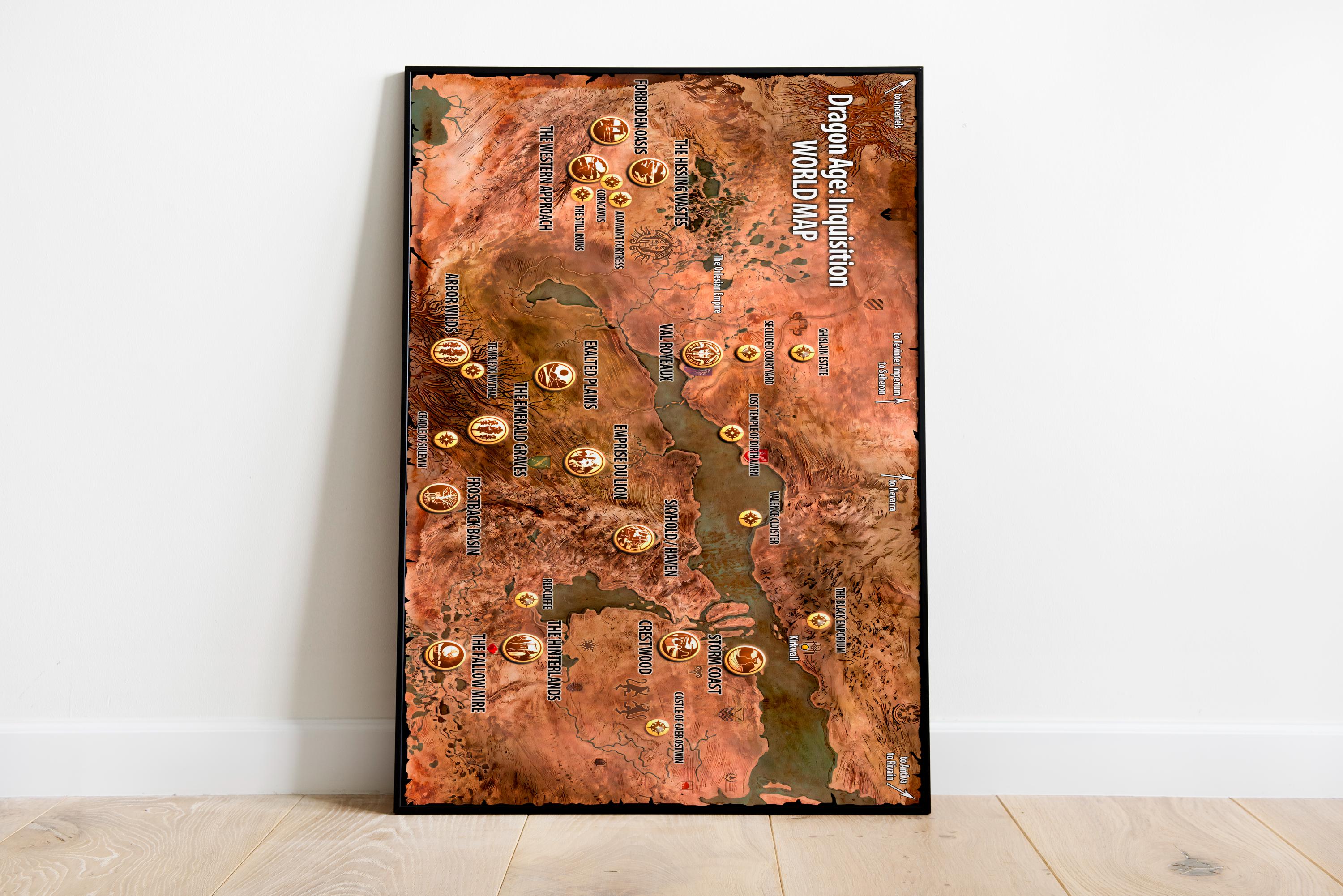 Da Inquisition Map Dragon Age: Inquisition Map Poster - Gaming Room Decor - Etsy