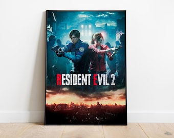 Póster de Resident Evil 2 / Póster de videojuegos / Decoración de habitaciones / Decoración de paredes / Decoración para gamers / Regalos para gamers / Póster de videojuegos / Impresión de videojuegos