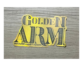 Goldener Arm Aufkleber gold holografischer Aufkleber für Hardhat Geschenk für Schweißer gold glänzend Werkzeugkiste Aufkleber Geschenk für tig Schweißer Rohr Schweißerstab