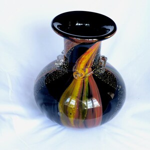 Jarrón vintage Kamei Osaka de cristal artístico japonés con forma de balaustre, de la década de 1960, con borde ancho.