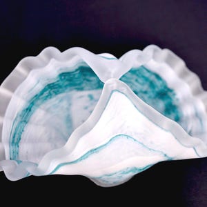 Conch Shell Turquoise Agua Blue Sea Shell Opalina Glass Art, blown Hand Murano Art Glass