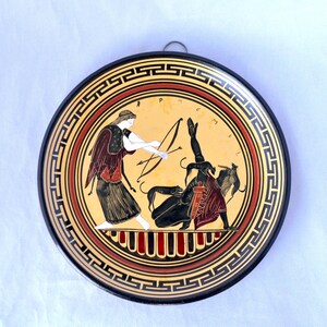 Artemis Goddess of Hunting Ancient Greek Hand Painted Art Pottery Plate Made in Greek