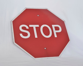 The Original Metal Stop Sign Road, Authentic Retired Street Traffic, Metal stain steel octagon street sign or highway, Stop Sign Real Street