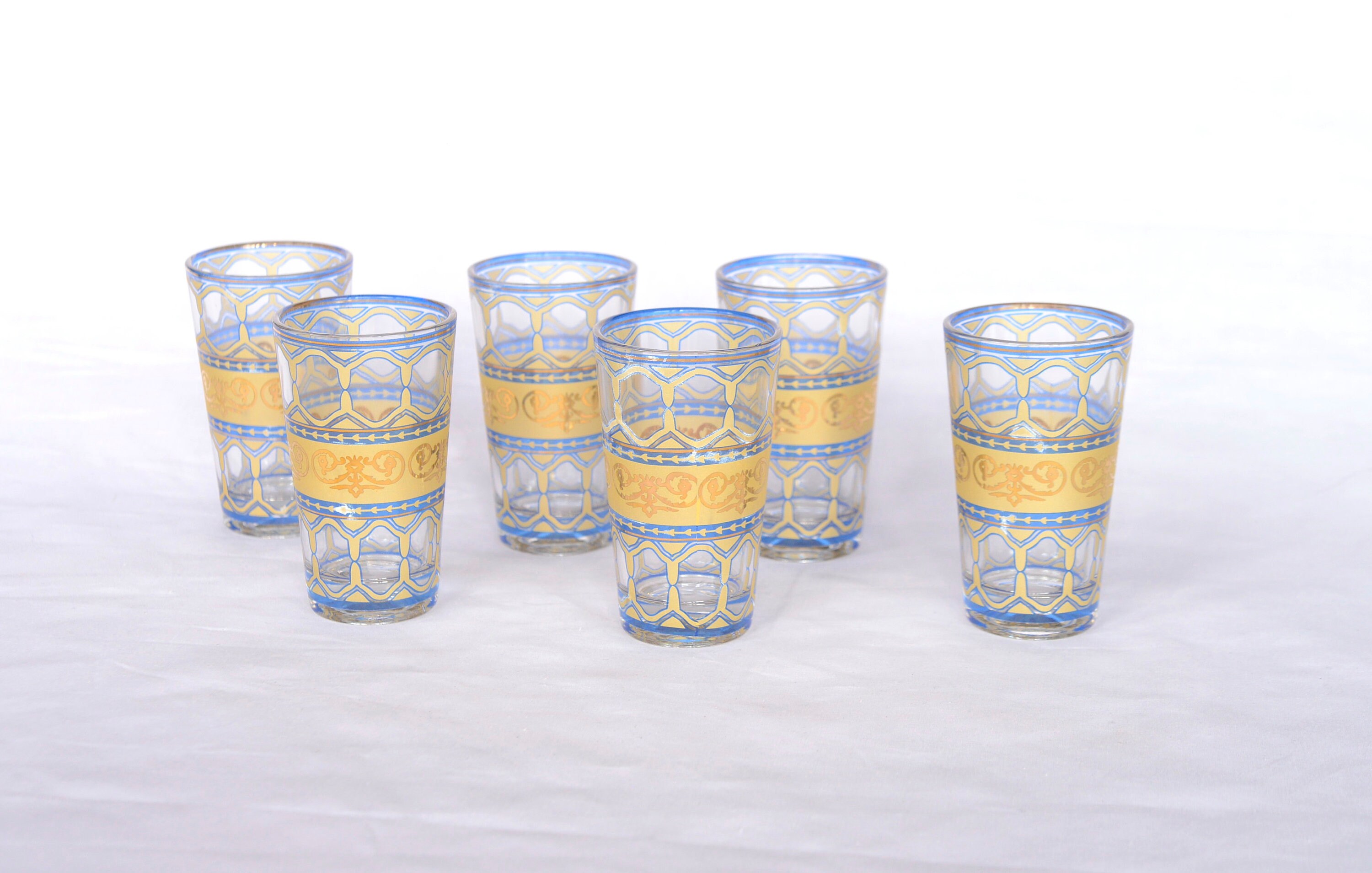 Set of Six Elegant Italian Drinking Glass. Vintage Serve Italy Royal ...