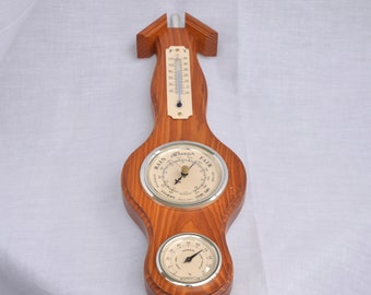 Rare Staiger French Barometer. Vintage wooden nautical barometer thermometer and hydrometer.