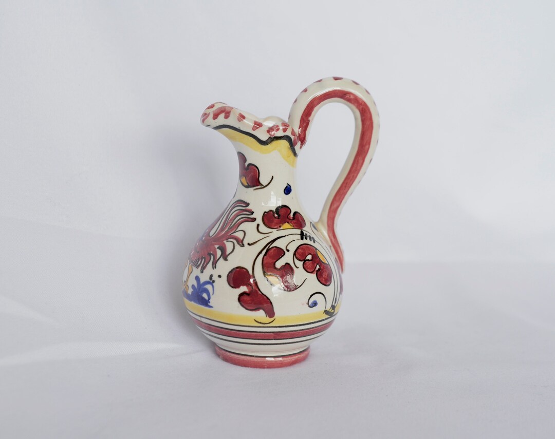 Vtg. Deruta Italian Majolica Hand Painted Ceramic Creamer Pitcher With ...