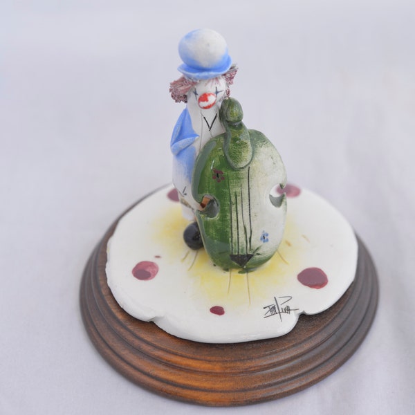 Miniature Fatto A Mano figurine signed Italian Pastel Ceramica vintage clown