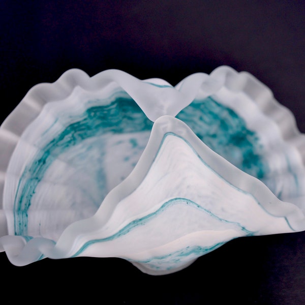 Conch Shell Turquoise Agua Blue Sea Shell Opalina Glass Art, blown Hand Murano Art Glass