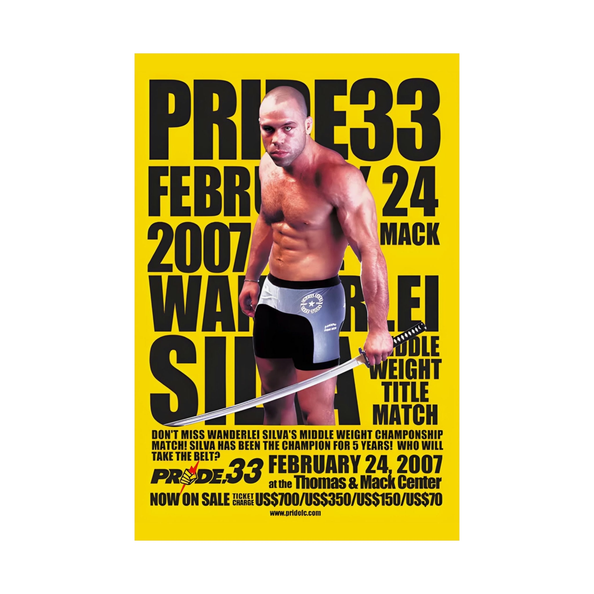 Pride FC 2007 Wanderlei Silva Kill Bill Vintage Poster Print
