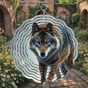 Lobo da Neve no Canadá Wilderness Wind Spinner PNG, Design de Sublimação de Wind Spinner, Modelo de Sublimação de Windspinner, Lobo Branco, Montanhas